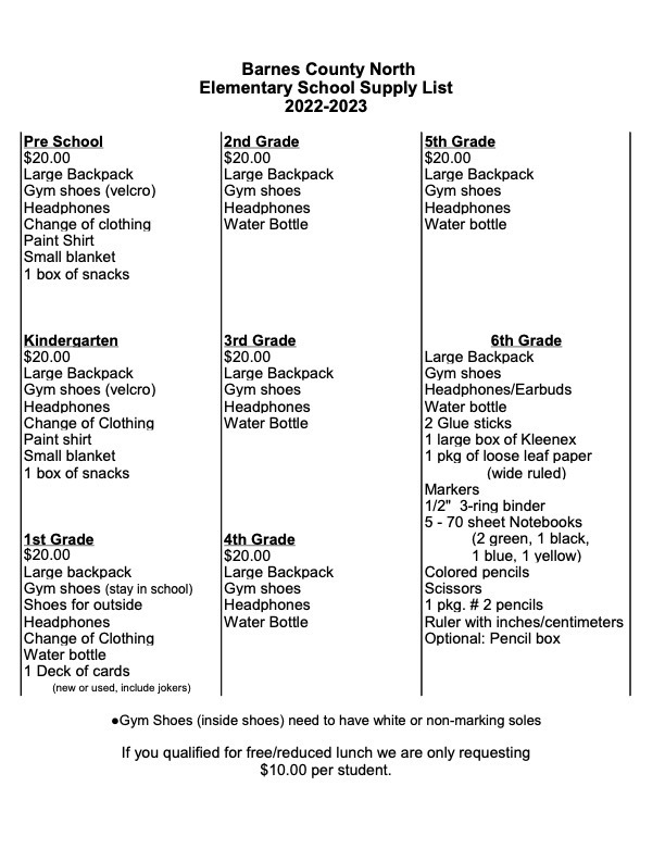 Elem School Supply List